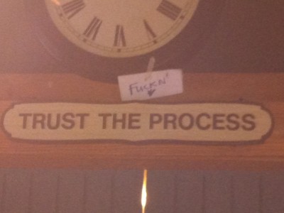 Trust the fuckn process sign - action institute of california - action insights blog